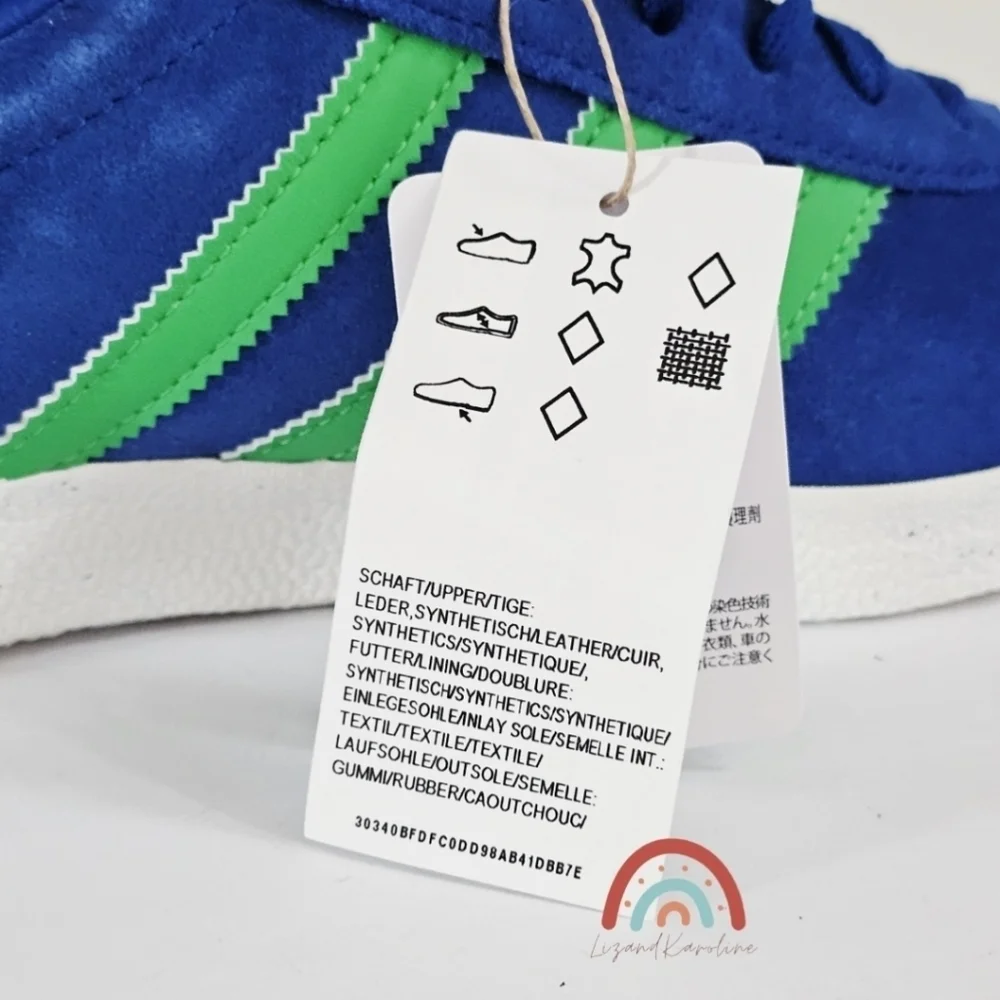 New! Adidas Originals Gazelle Shoes in Royal Blue Green